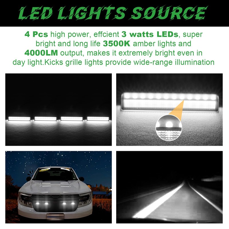 Front Grille Lights for 2022-2024 Ford Maverick XL XLT Lariat