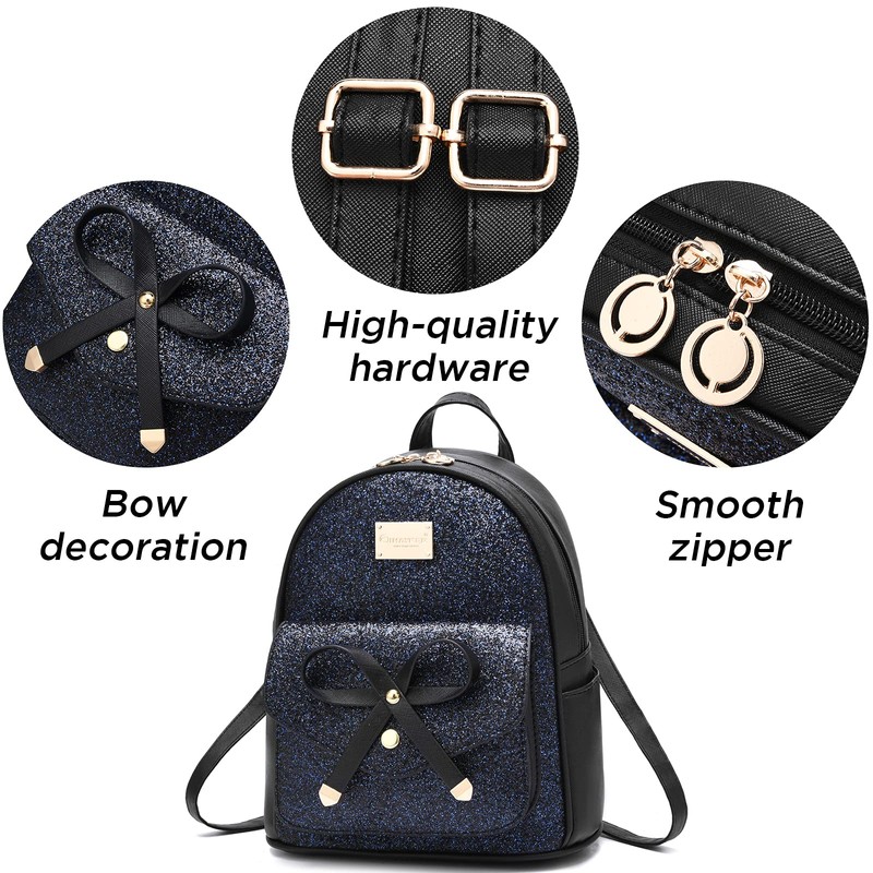 IHAYNER Women's Cute Glitter Sequin Mini Backpack - Small Bowknot