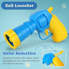 BaiKevin Low Noise Interactive Cat Ball Launcher Gun, 1 Noise-Reduced Launcher (New Upgraded), 20 Pcs Colorful Silent Plush Pom Pom Balls (1.2 inches), with 4 Pcs Cat Spring Toy