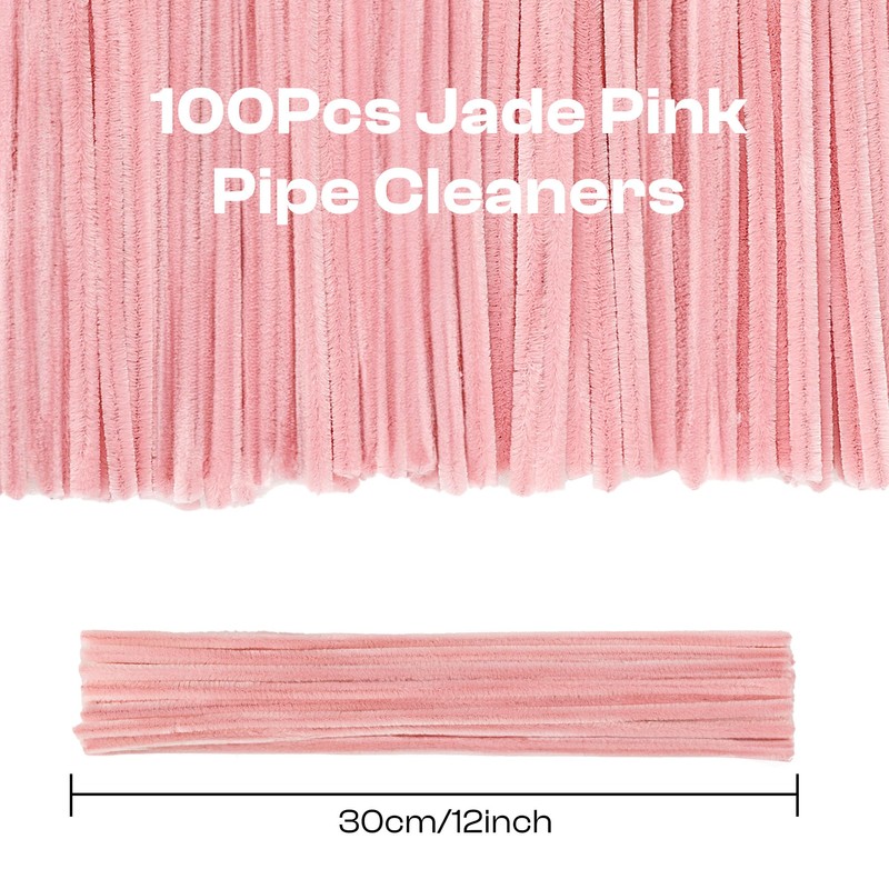 Caydo 100 Pieces Jade Pink Pipe Cleaners Craft Supplies Flexible