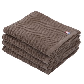 Set of 4, Imabari Towels, Face Towels, 13.4 x 31.5 inches (34 x 80 cm), Bulk Purchase, 100% Cotton, No Pilling Removal, Quick Drying, Thin, Room Drying, Rainy Season (Brown, Set of 4)
