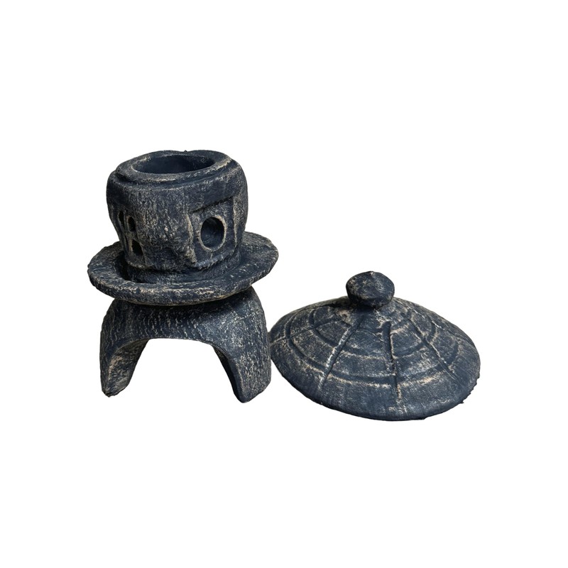 Solid Rock Stoneworks Small Round Concrete Pagoda Statue for Garden,