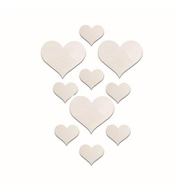 mollensiuer 1 Set Total 10 Pieces Heart Shape Acrylic Mirror Wall Stickers Plate Self Adhesive Mirror Stickers Mirrors for Wall Decor,Wedding Table Centerpiece, Art Wall Decoration (Silver)