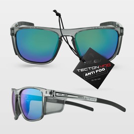 Riley Navigator X Premium Safety Glasses for Work – Anti-Fog, Scratch-Resistant Protective Work, Sports & Cycling Glasses - UV400 Safety Sunglasses Men & Women Suitable Eyewear - Emerald Revo Lens