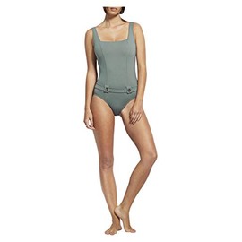 Seafolly Women's Standard DD Cup Tank One Piece Swimsuit with Belted Detail, Active OliveLeaf, 10 US