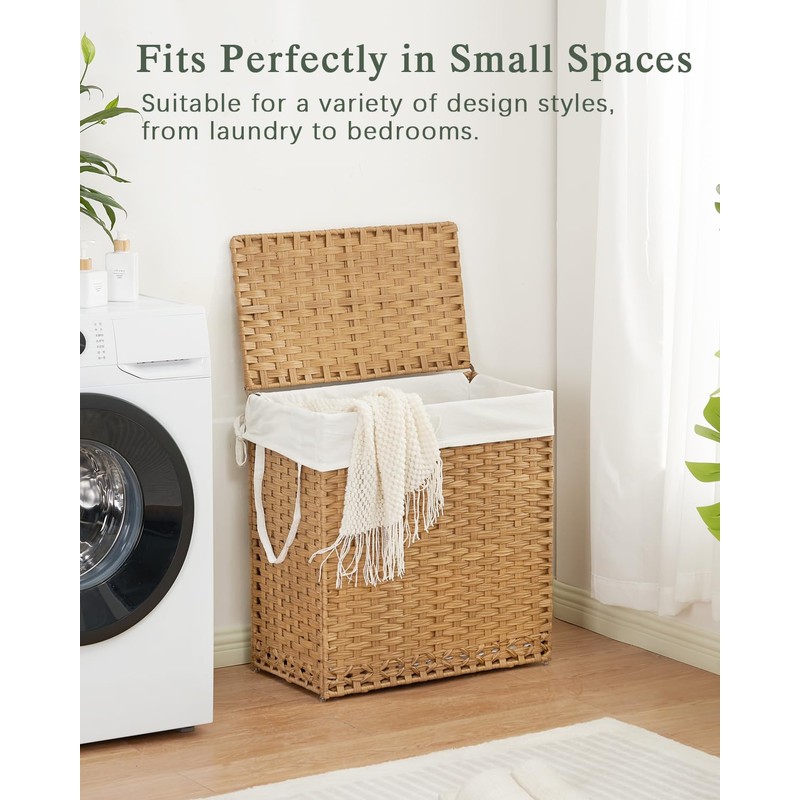 SETVSON Laundry Hamper with Lid Wicker Laundry Basket 112 L