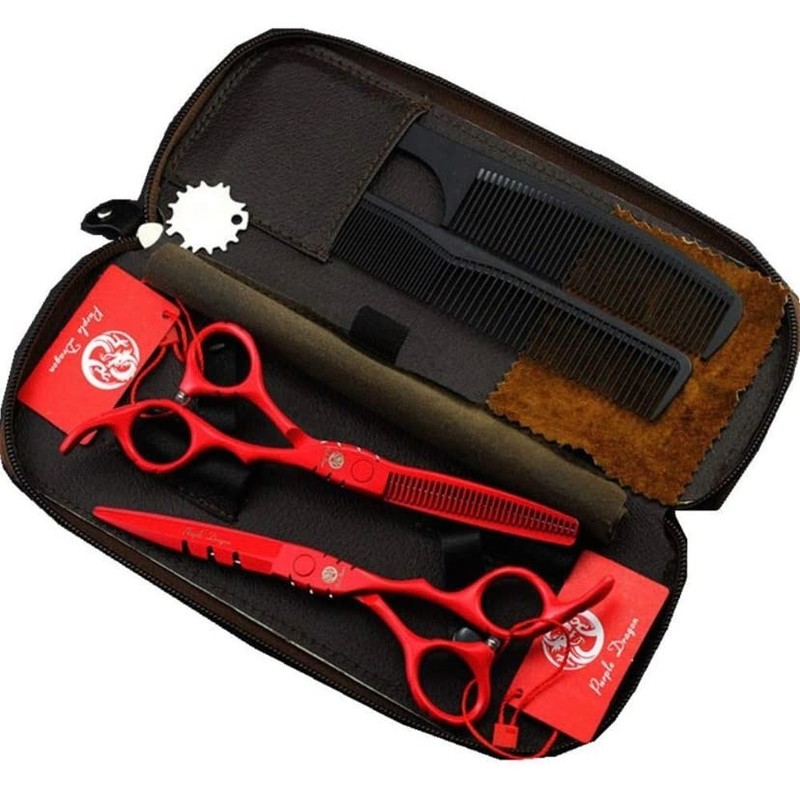 Kit Tijeras Profesionales Estilista Barbero Peluquero Purple Dragon 5.5 pulgadas