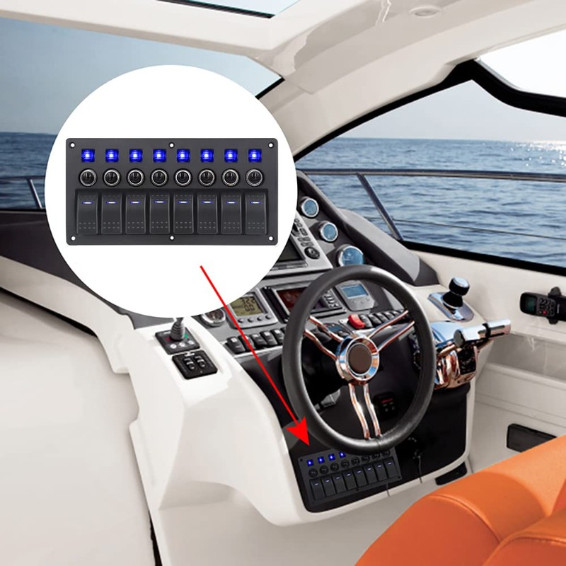 Boat Marine Car Rocker Led Panel Switch with Breakers 8