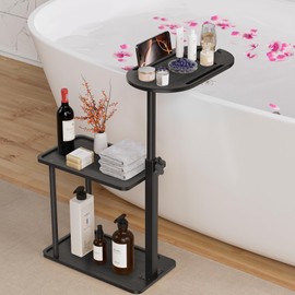 Sunnacate Bathtub Tray Table, Freestanding Bath Side Table Tub Tray Caddy, 3 Layer Bamboo Bath Board Shelf, Bathtub & Bathroom Accessories, New Home Gift for Mom, Housewarming, Anniversary, Wedding