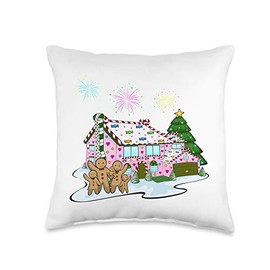 WeBo And Dragons Gingerbread House Throw Pillow, 16x16, Multicolor