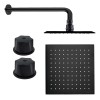 Regadera De Pared Acero Inoxidable Negra Mate 20cm Cuadrada Con
