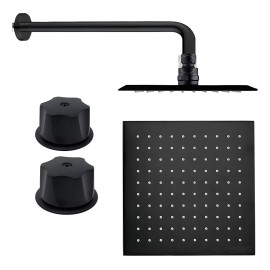 Regadera De Pared Acero Inoxidable Negra Mate 20cm Cuadrada Con Manerales Meer