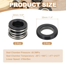 PATIKIL Mechanical Seal Kit, 2 Pcs 22mm Gas Water Pumps Replace Rubber Mechanical Shaft Seal Replacement Kit