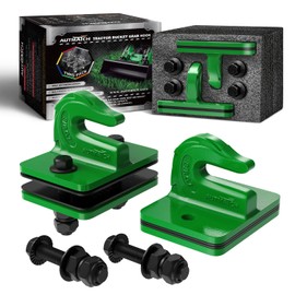 AUTMATCH Tractor Bucket Grab Hook 3/8" (2 Pack) - Bolt On Grab Hook Tow Hook Mount with Backer Plate and Rubber Pads, Grade 70 Forged Steel Max 18,000Lbs Work for Loader, Tractor Bucket, Deere Green