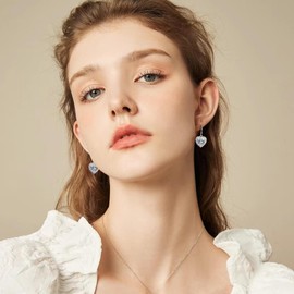 ALEXCRAFT Heart Glitter Earrings Gold Silver 925 Post Hanging with Zirconia Dangle Earrings for Women for Women Girlfriend Mum