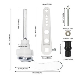 1 SetToilet Flush Handle Replacement, Universal Alloy Toilet Flush Lever Arm, Cistern Lever Toilet Flush System Replacement Handle Rod Kit, with 2 Pcs WC Lid Screws Fixings