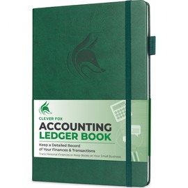 Clever Fox Accounting Ledger Book – Accounting Book for Small Businesses & Personal Use – Columnar Account Book Ledger for Tracking Money, Expenses, Deposits & Balance – Large, 7x10″ (Dark Green)