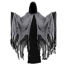 WEFONLLICOS Hooded Cloak Medieval Renaissance Gothic Wizard Cape Grim Reaper Cosplay Costume for Adult with Scythe and Mask (Black, M)