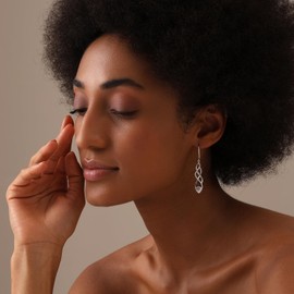 Charmsy 925 Sterling Silver Infinity Celtic Knot Twist French-Wire Cubic Zirconia Drop Dangle Earrings for Women 51mm