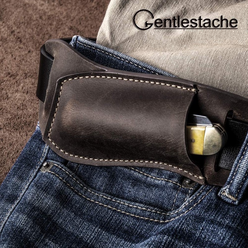 Gentlestache Leather Pocket Knife Sheaths for Belt, Folding Knife Sheath,