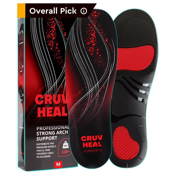 (220+lbs) Plantar Fasciitis High Arch Support Insoles Inserts Men Women - Orthotic Insoles High Arch for Arch Pain - Boot Work Shoe Insole - Heavy Duty Support Pain Relief (M, Black)