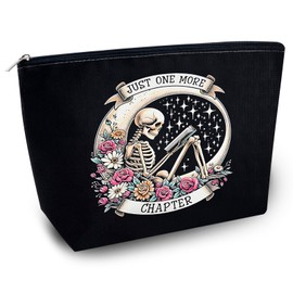 Yoxiumi Book Lover Bag Book Pouch Just One More Chapter Makeup Bag Bookish Bag Book Reader Gifts Women Bookworm Gifts Book Themed Gifts Women Reading Gifts Women Book Related Gifts, black