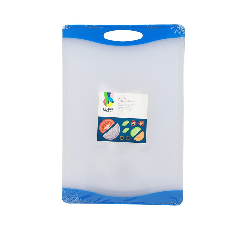 KitchenCraft Colourworks CWBOARD350BLU Polyethylene Reversible Cutting Board, Blue, 36.5 x