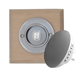 Modern Living Square Wireless Doorbell in Natural and Brushed Nickel - Nickel Press - Plug in F5R-Recordable