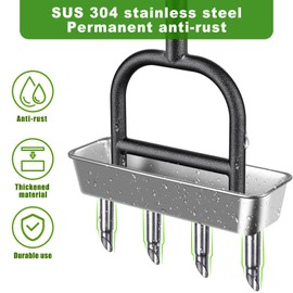 Lifeswell Lawn Coring Aerator Tool, Stainless Steel 4-Core Manual Plug Aerator for Yard & Lawn Aeration, Durable Aeration Tool with Soft Rubber Grip for Compacted Soil & Grass Care