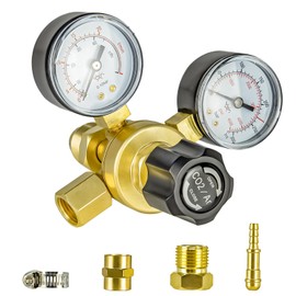 Zistel CO2 Argon Regulator Gauges Gas Welding, 0-4500PSI Argon Gas Regulator for Mig Tig Weld, CGA580 Inlet Connection