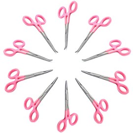 AAProTools 10 Pink PVC Coated Grip Mosquito Locking Hemostat Forceps Straight & Curved 5" Ideal for All Types of Hobby and First Aid Kit