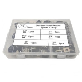 WISSXNA 52PCS Wire Cable Clamps Set-Stainless Steel 304 Cushioned Loom Cable Rubber Insulated Clamps Assortment Kit For Tube, Pipe Or Wire Cord Installation