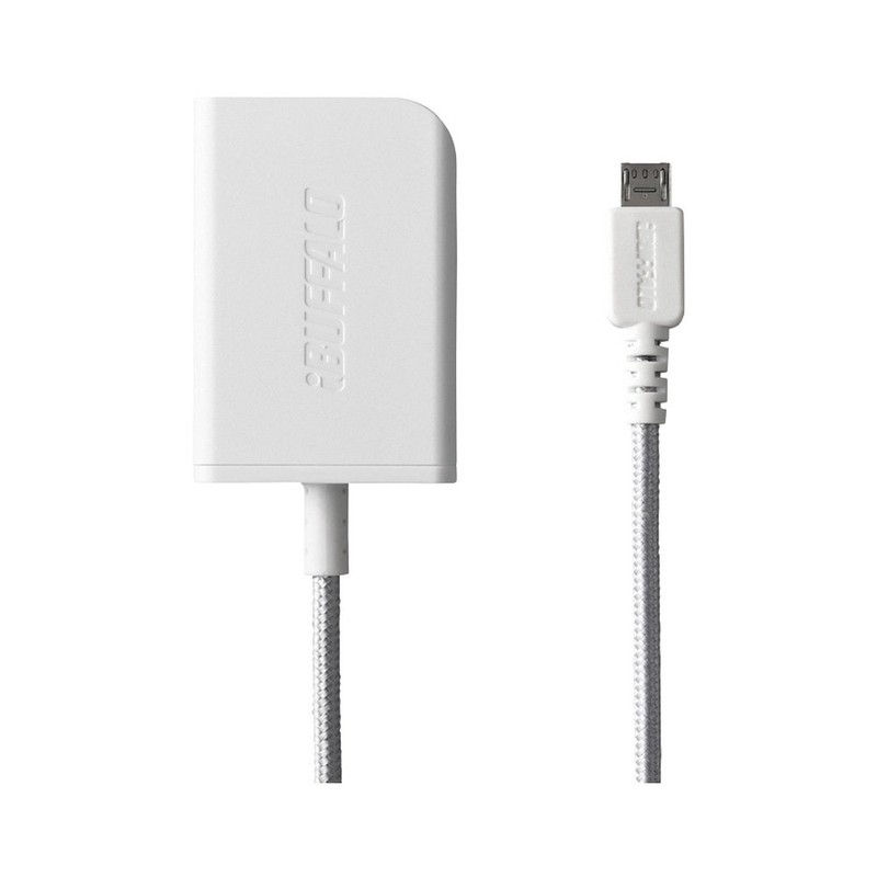 バッファロー iBUFFALO USB充電器 2.4A急速 microUSB1.8m 高耐久ファブリックケーブル BSMPA2401BC1WH ホワイト