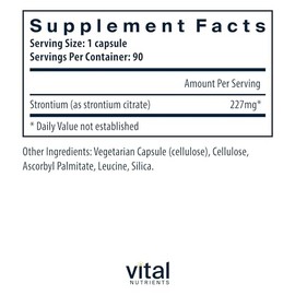 Vital Nutrients – Strontium (Citrate) 227 mg – Soporta dientes y huesos saludables – 90 cápsulas vegetarianas por botella