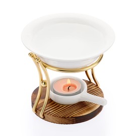 JUXYES Romantic Ceramic Tealight Wax Melt Warmer, Non Elecric Essential Oil Warmer Candle Fragrance Warmer Aromatherapy Wax Candle Tart Burner Warmer Diffuser for Home Decoration