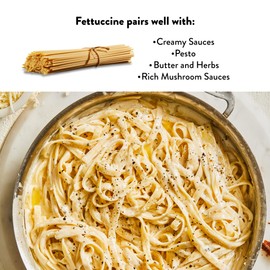 DeLallo, Fettuccine Pasta, Made in Italy, Bronze Cut, Made with Only 100% Durum Wheat Semolina Flour, All Natural, Kosher, Vegan, Non-GMO, 1 Pound Bag, (8 Pack)