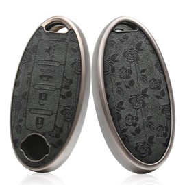 for Nissan Key Fob Cover,Soft TPU Key Case Shell Full Protection for Altima Rogue Maxima Sentra Infiniti Armada Sedan Murano Pathfinder Frontier 3 4 Button Holder (Black Rose)