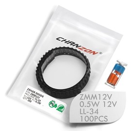 (Pack of 100 Pieces) Chanzon SMD Zener Diode 0.5W 12V ZMM12V ZMM12 LL-34 (SOD-80 MiniMELF / 1206) 0.5 Watt 12 Volt Silicon Glass Zener Diodes