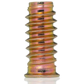 YoiYee M6 x 30mm Threaded Insert Nuts Heavy Duty for Wood Furniture, Hex Socket Drive, Zinc Yellow Passivated - 20pcs