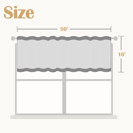 Jinchan - Cenefa plisada de lino para ventanas con estampado floral de 16 pulgadas, aspecto rústico festoneado, decoración decorativa para ventana, cocina, sala de estar, baño, filtrado de luz, 1