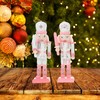 Happyyami 4pcs Pink Christmas Nutcracker Ornaments Candy Soldier Nutcracker Figurines