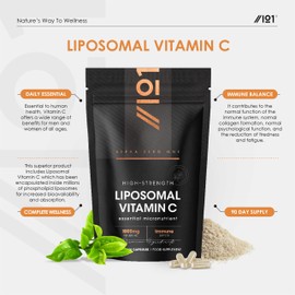 Liposomal Vitamin C 1000mg - 90 Vegan Capsules - High Strength Immune Support – Resealable and Recyclable Pouch by Alpha01