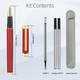 Zalantan Ballpoint Pen, Premium Luxury Ballpoint Pen, Beautiful Fountain Pen for Men, Pure Copper, Gentle Journaling Pen, Comes with Gift Box and 2 Refills (Red)