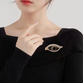 Lucky Charm Evil Eye Brooch Pin for Women Girls Rhinestone Black Eyes Fashion Cute Vintage Eyes Brooches Lapel Pins Elegant Clothing Accessories Christmas Wedding Party Prom Jewelry