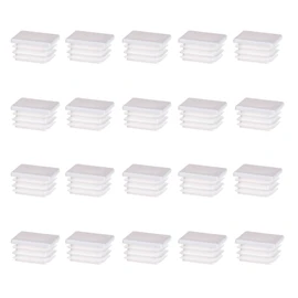 White Square Plastic Plugs, 20 Pcs Tube Inner End Caps, 45mm x 45mm Cover for Furniture Chair Desk Leg Tables Foot, Pipe