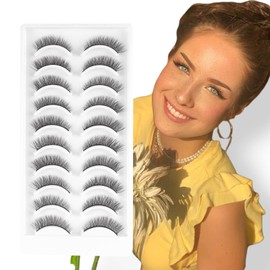 False Eyelashes Cateye Short 10 Pairs Artificial Eyelashes Cat Eye Artificial Eyelashes Natural Look Soft Mink Eyelashes Natural 3D Fake Lashes Cat Eye Parriparri