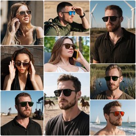 STORYCOAST Polarized Retro Aviator Sunglasses for Men Women Classic Driving Running Sports Square Aviators Sun Glasses 3Pack-Black+Leopard/Blue+Leopard/Dark Green