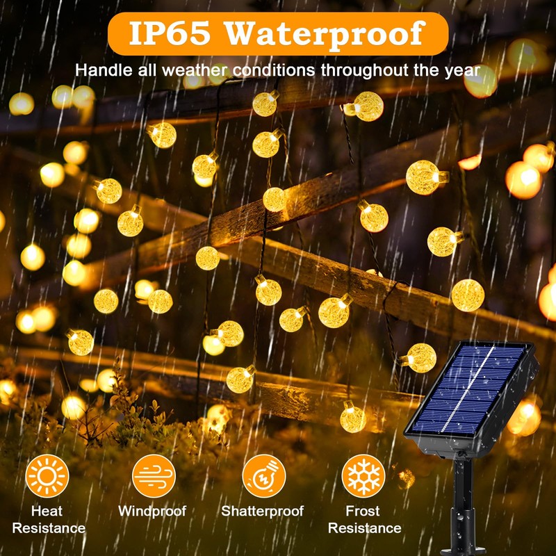Realky Solar Garden Lights Outdoor, 43.3Ft 60LED Solar String Lights,