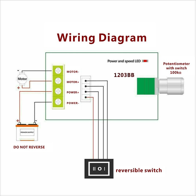 3A Reversible PWM 80W 1203BB DC Motor Speed Controller Adjustable