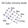 3MM Tiny Cubic Zirconia Stud Screw Backs Sterling Silver Earrings